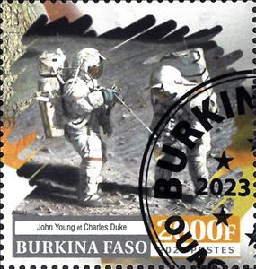 Stamp, Apollo 16, Burkina Faso,  , Astronauts, Famous People, Space Traveling, Spacecrafts