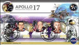 Mini Sheet, Apollo 17, Burkina Faso,  , Astronauts, Famous People