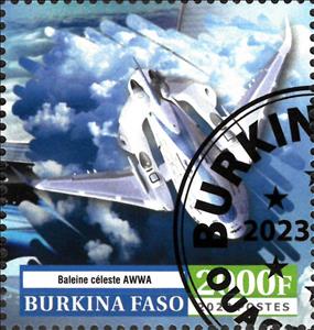 Stamp, Awwa Sky Whale, Burkina Faso,  , Aircraft