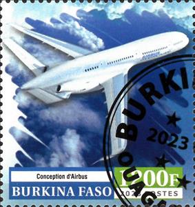 Stamp, Conception Airbus, Burkina Faso,  , Aircraft