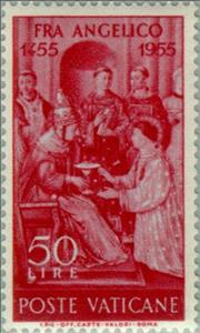 Stamp, Contribution of the diaconate in San Lorenzo, Vatican City,  , Commemoration, Saints, Popes, Frescos