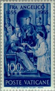 Stamp, Contribution of the diaconate in San Lorenzo, Vatican City,  , Commemoration, Saints, Popes, Frescos