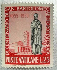 Stamp, Basilica of Grottaferrata and St. Bartholomew, Vatican City,  , Famous People, Commemoration, Saints