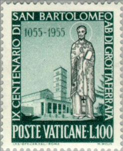Stamp, Basilica of Grottaferrata and St. Bartholomew, Vatican City,  , Famous People, Commemoration, Saints