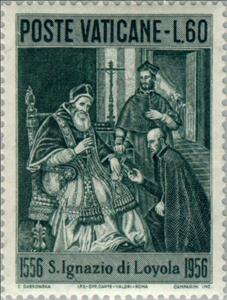 Stamp, St. Ignatius submit at pope the rule of Company of Jesus, Vatican City,  , Famous People, Commemoration, Saints