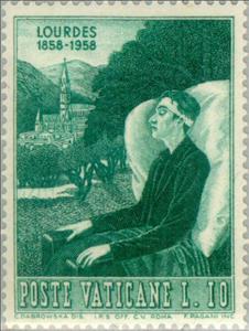 Stamp, Sick and the shrine at Lourdes, Vatican City,  , Commemoration