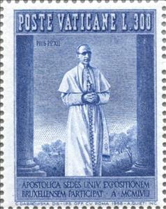 Stamp, Pius XII, Vatican City,  , Special Occasions, World Exhibitions, Popes
