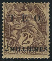 "T.E.O." & value on French stamp