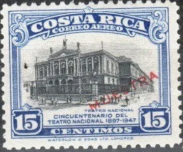 Stamp, National Theatre, Costa Rica,  , Anniversaries and Jubilees, Theatre