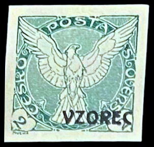 Falcon in flight overprint "VZOREC"