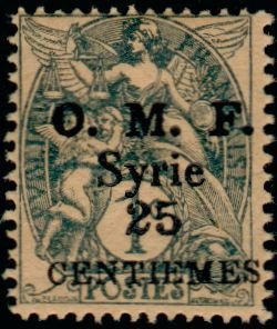 "O.M.F. Syrie" & corrected value on french stamps 1900-06