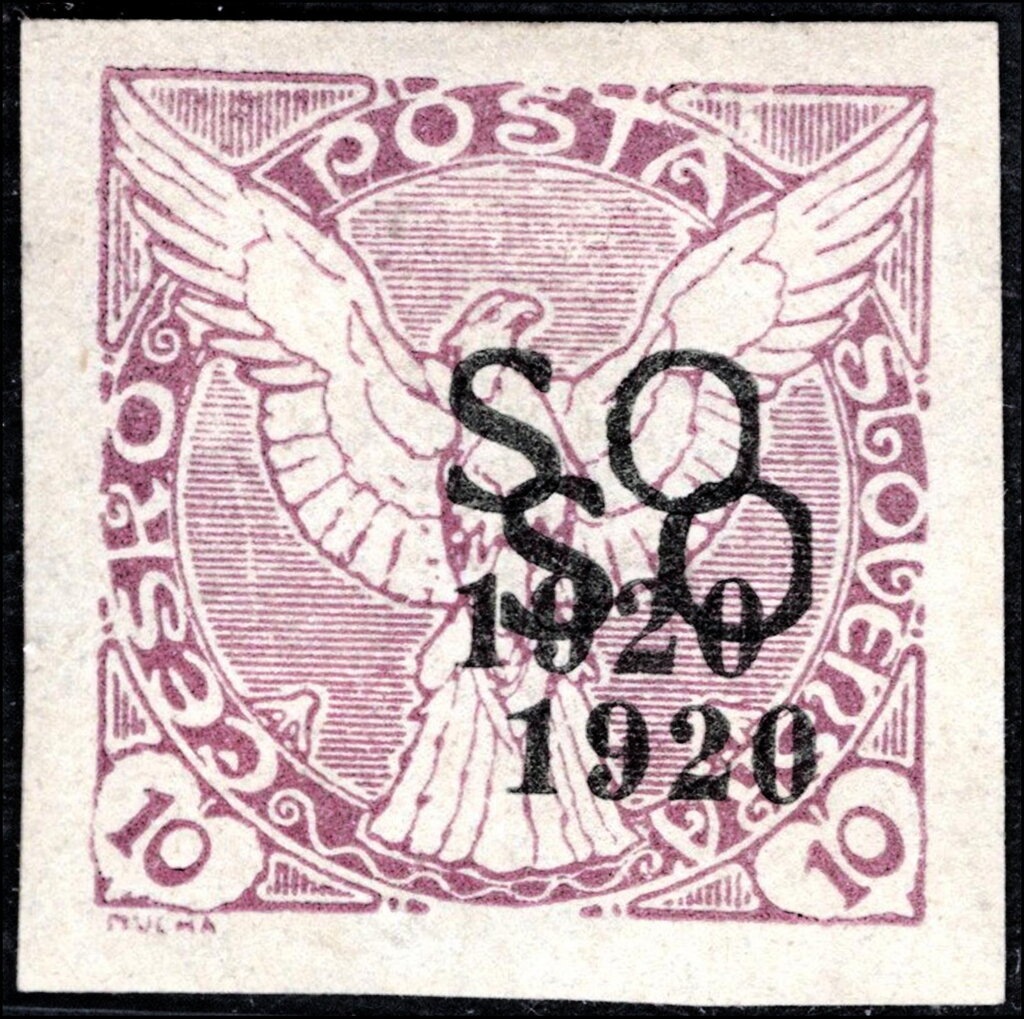 Sokol v letu - Windhover - overprint S O 1920 (PD)