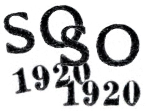 Sokol v letu - Windhover - overprint S O 1920 (PD)