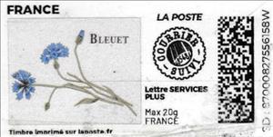 Stamp, Cornflower. Bleuet . Redesign.no logo. Courrier suivi, France,  , Flowers, Plants (Flora)