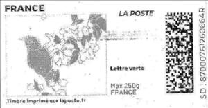 Stamp, Spring. Grey Bird and White Flowers. Redesign without logo, France,  , Birds, Flowers, Spring