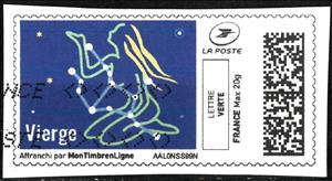 Stamp, Virgo Vierge, France,  , Constellations, Women, Zodiac
