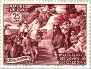 Stamp, S. Leone meets Attila, Vatican City,  , Biblical Accounts, Paintings, Popes