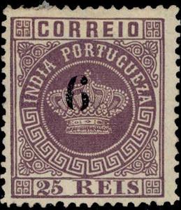 Stamp, Crown with surcharge, India, Portuguese,  , Crowns and Coronets