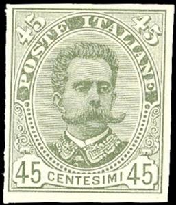 Stamp, Effigy of Umberto I within an oval, Italy,  , Famous People, Heads of State, Kings, Men, Royalty