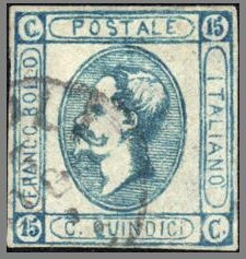 Stamp, King Vittorio Emanuele II by an oval, Italy,  , Famous People, Heads of State, Kings, Men, Royalty