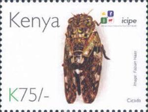 Stamp, Cicada, Kenya,  , Animals (Fauna), Anniversaries and Jubilees, Insects