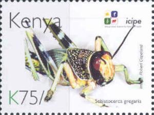 Stamp, Desert Locust (Schistocerca gregaria), Kenya,  , Animals (Fauna), Anniversaries and Jubilees, Insects