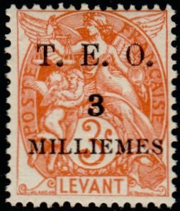 "T.E.O." & value on French Levante stamp