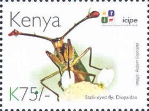 Stamp, Stalk-eyed Fly (Diopsidae), Kenya,  , Animals (Fauna), Anniversaries and Jubilees, Insects