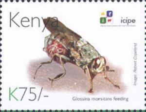 Stamp, Tsetse Fly (Glossina morsitans), feeding, Kenya,  , Animals (Fauna), Anniversaries and Jubilees, Insects