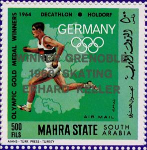 Stamp, Decathlon – Holdorf (1964), Mahra,  , Athletes, Athletics, Olympic Games, Running, Sports
