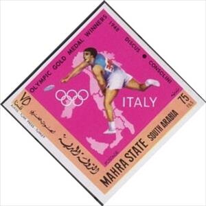 Stamp, Discus Throwing – Consolini (1948), Mahra,  , Athletes, Athletics, Discus-throwing, Olympic Games, Sports