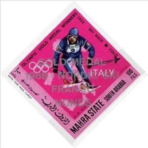 Stamp, Downhill Skiing – Colo (1952), Mahra,  , Olympic Games, Skiing, Sports