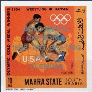 Stamp, Wrestling - Hansen (1904), Mahra,  , Olympic Games, Sports, Wrestling
