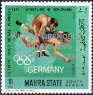 Stamp, Wrestling - Schumann (1896), Mahra,  , Olympic Games, Sports, Wrestling