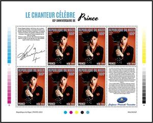Mini Sheet, 65th Anniversary of the Birth of Prince, Niger,  , Anniversaries and Jubilees, Famous People, Singers