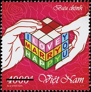 Stamp, Love (3rd Issue), Vietnam,  , Hands, Letters (Alphabet), Love, Roses, Toys, Valentine's Day