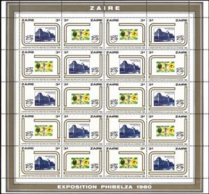 Full Pane, Exposition Philatelique Belgo-Zairoise, Zaire,  , Philatelic Exhibitions, Stamps