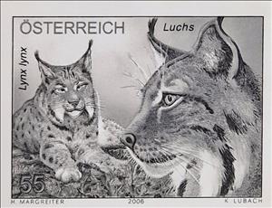 Stamp, Lynx, Austria,  , Animals (Fauna), Lynx, Mammals, Wild Cats