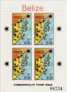 Mini Sheet, Map of Belize, Belize,  , Animals (Fauna), British Commonwealth, Maps, Plants (Flora), Sea Life