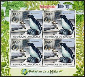 Mini Sheet, Pygoscellis adliae, Burundi,  , Animals (Fauna), Birds, Sea Life
