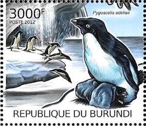 Stamp, Pygoscellis adliae, Burundi,  , Animals (Fauna), Birds, Sea Life