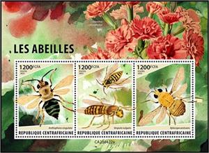 Mini Sheet, Bees, Central African Republic,  , Bees, Insects