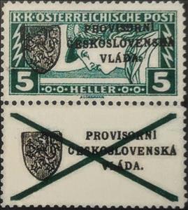 Stamp with Attached Label, Austria Stamps Overprinted "PROVISORNÍ ČESKOSLOVENSKÁ VLÁDA", Czechoslovakia,  , Gods and goddesses, Mythology