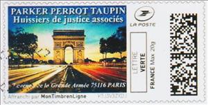 Stamp, Parker and Perrot Huissiers, France,  , Advertisements, Lawyers - Advocates, Monuments