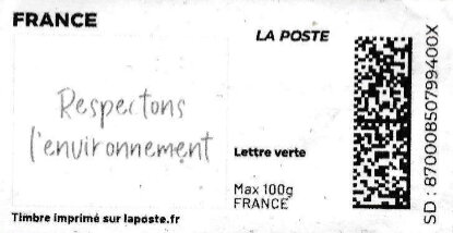 Stamp, Respectons l'environnement. Redesign without laposte logo, France,  , Environment Protection