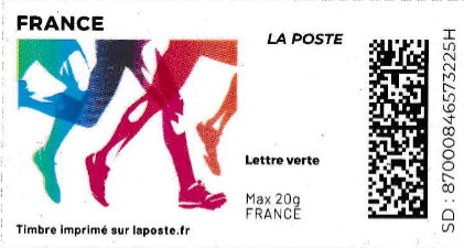 Stamp, Runners in colour. Redesign without laposte logo, France,  , Running, Sports