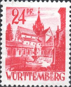 Stamp, Abbey Bebenhausen, Germany, French Occupation of Wurttemberg,  , Monasteries