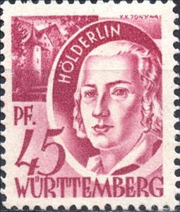 Stamp, Friedrich Hölderlin, Germany, French Occupation of Wurttemberg,  , Authors, Famous People, Literary People (Poets and Writers), Literature
