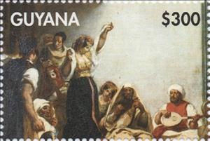 Stamp, Jewish Wedding in Morocco, Guyana,  , Painters, Paintings, Weddings