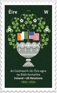 Stamp, Diplomatic Relations with USA, Centenary, Ireland,  , Diplomacy, Flags, Plants (Flora)